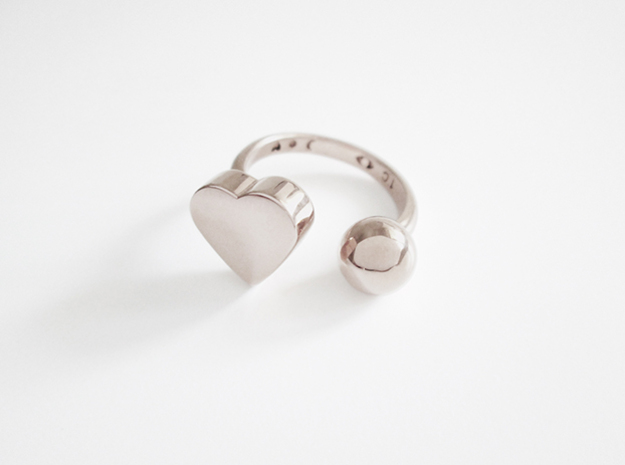 The heart and ball ring in Polished Silver: 7 / 54