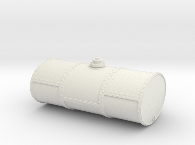 O Scale Singe Cell Fuel Tank (End Drain) in White Natural Versatile Plastic