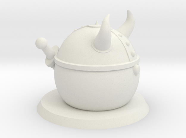 Puffball Viking with base in White Natural Versatile Plastic