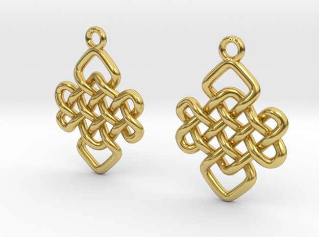 Flat knot [earrings] in Polished Brass