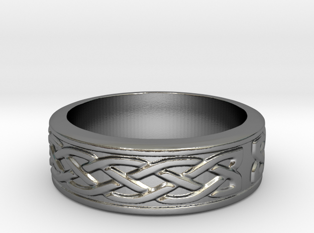 Viking patterned ring  in Polished Silver