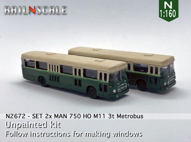 SET 2x MAN 750 HO M11 3t "Bogestra" (N 1:160) in Tan Fine Detail Plastic