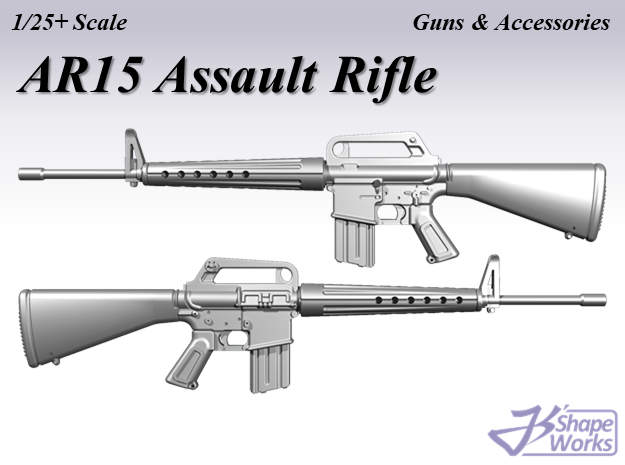 1/25+ AR15 Assault rifle in Tan Fine Detail Plastic: 1:25