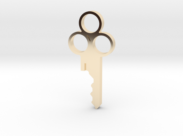 Three Circles Key - Precut for Kink3D Lock/Key Set in 14k Gold Plated Brass