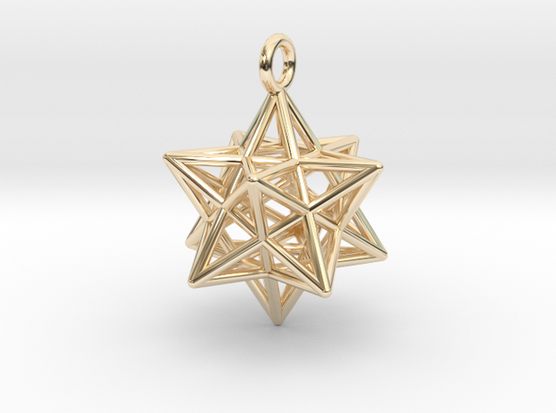 stellated dodecahedron earring, loop  in 14k Gold Plated Brass