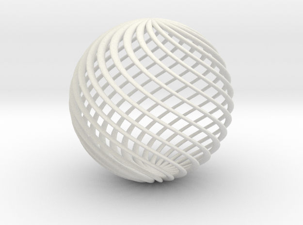 Twisted Ball in White Natural Versatile Plastic