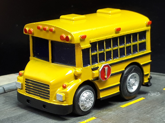 1/64 Tooned Thomas school bus (ChoroQ size) in Tan Fine Detail Plastic