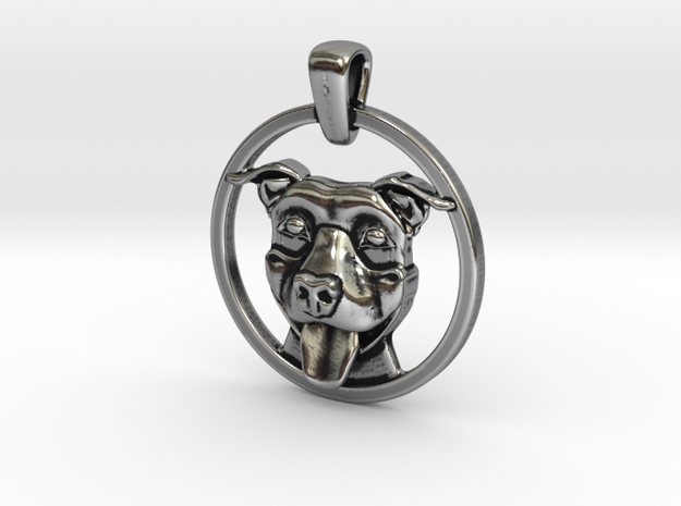 Pit Bull Pendant in Antique Silver