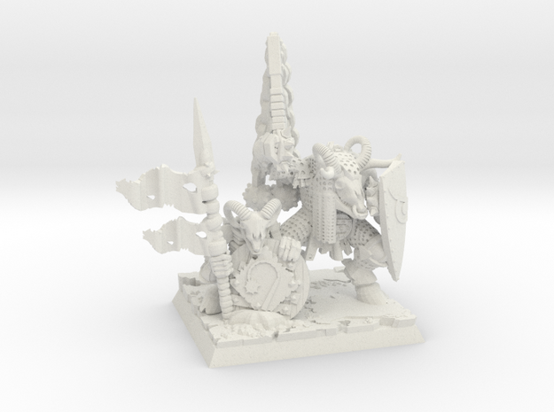 Undead Beastman Flail Chieftain in White Natural Versatile Plastic