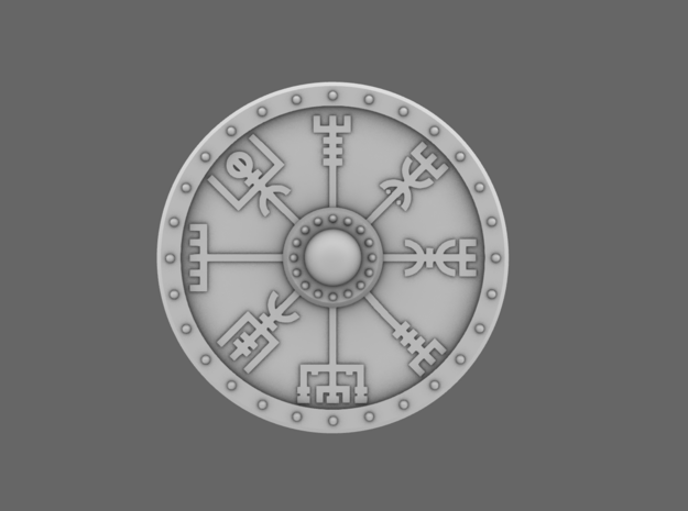 SV Icelandic Runes Compass Round Shield (LEFT) in Tan Fine Detail Plastic
