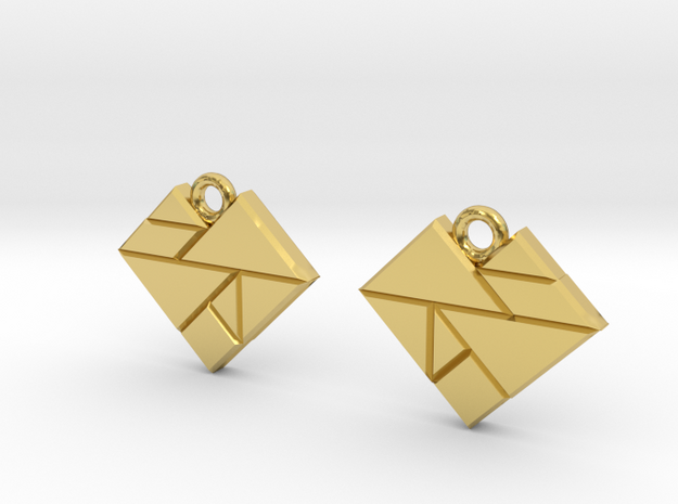 Tangram Hearts in Polished Brass