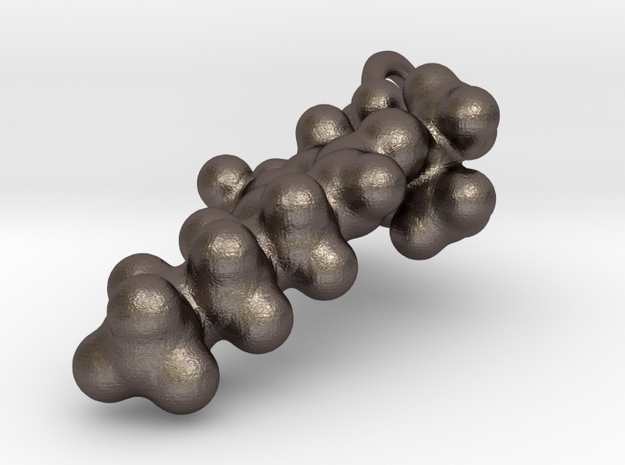 THC Molecule Pendant in Polished Bronzed Silver Steel