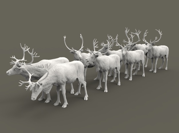 Reindeer Set 1:72 eight different pieces in Tan Fine Detail Plastic