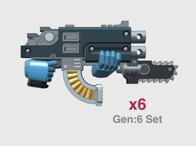 G:6 Set: Assault Mk2b Rapfire w/Ripper in Tan Fine Detail Plastic: Small