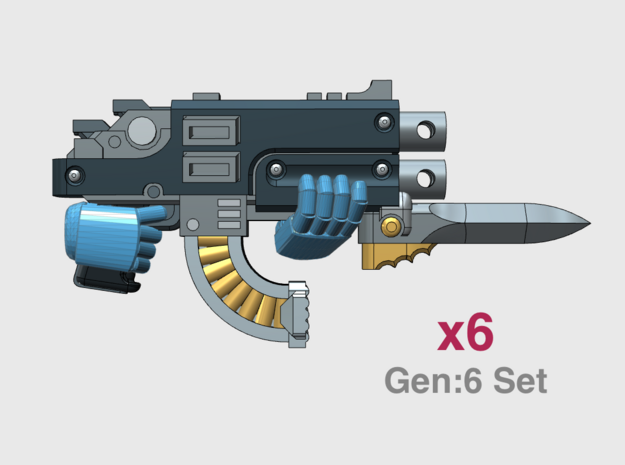 G:6 Set: Assault Mk2b Rapfire Gun in Tan Fine Detail Plastic: Small