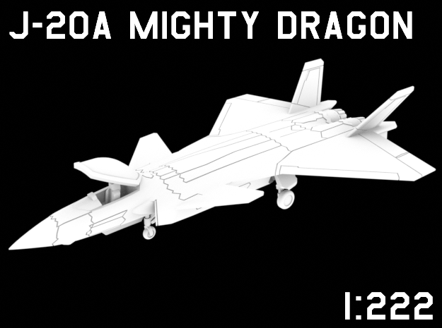 1:222 Scale J-20A Mighty Dragon (Clean, Stored) in White Natural Versatile Plastic