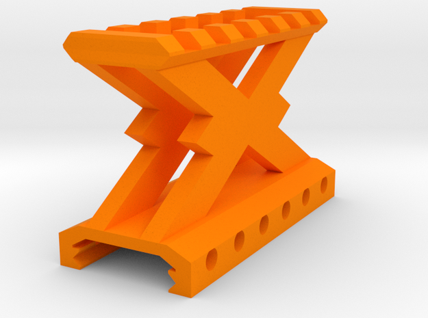 Type X2 Picatinny Riser (1.5" Rise) (6-Slots) in Orange Processed Versatile Plastic