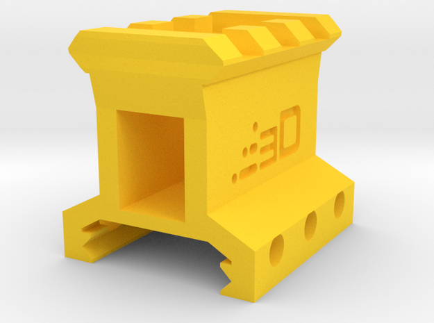 Type I Picatinny Riser (1" Rise) (3-Slots) in Yellow Processed Versatile Plastic