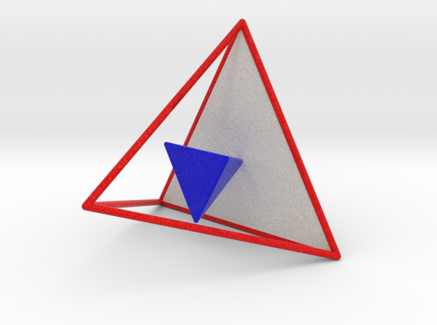 Colored dual Solids Tetrahedron in Natural Full Color Nylon 12 (MJF)