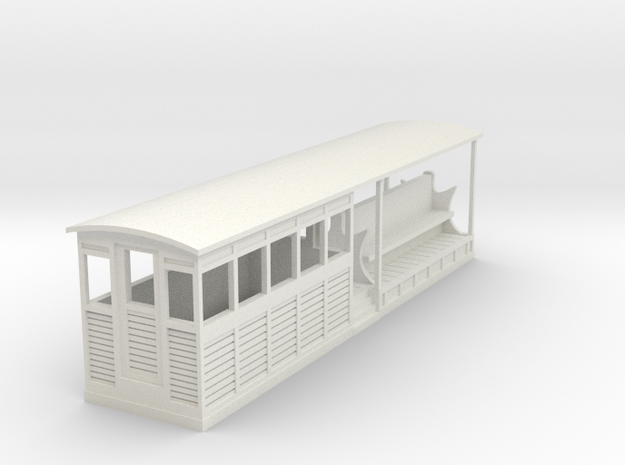 Tramway style coach (half open,harf closed) in White Natural Versatile Plastic
