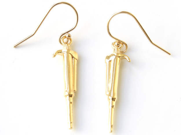 Pipette Earrings - Science Jewelry in 14k Gold Plated Brass