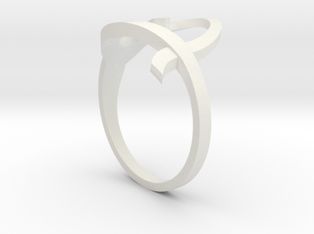 Continuous Heart Ring in White Natural Versatile Plastic