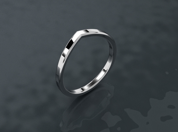 Line Delicate Ring in Rhodium Plated Brass: 7 / 54