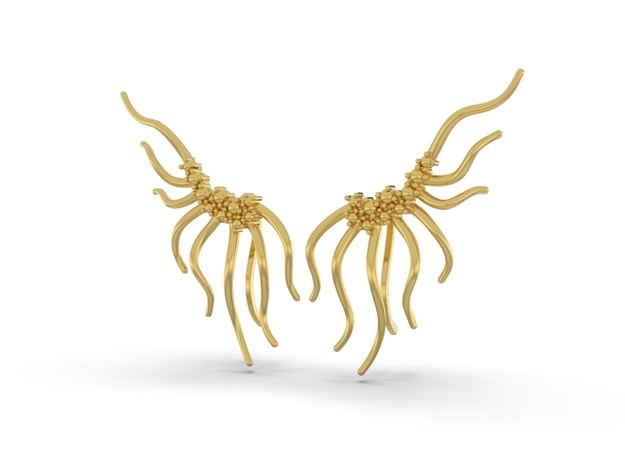 Ear cuff Tentacles Earring in 14k Gold Plated Brass