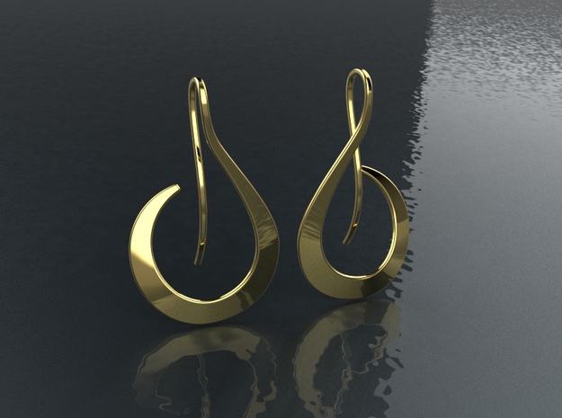 Lines with curves Earring in 14k Gold Plated Brass