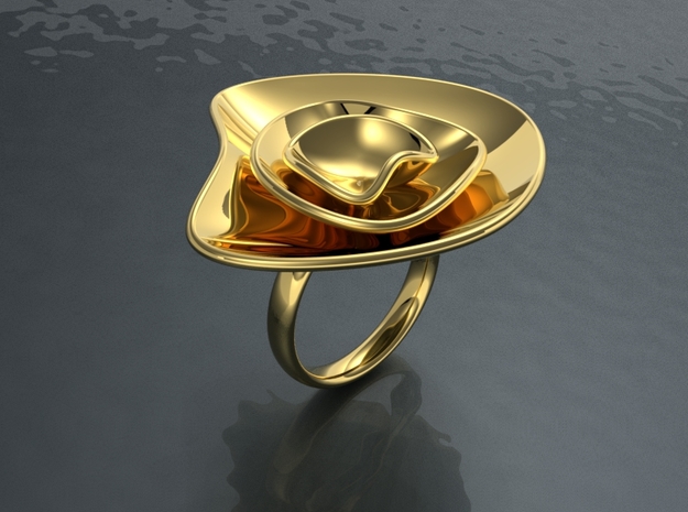 Ring flowers in waves in 14k Gold Plated Brass: 6.5 / 52.75