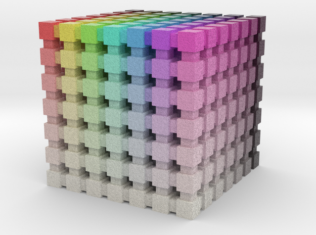 HSV/HSB Color Cube: 1 inch in Natural Full Color Nylon 12 (MJF)
