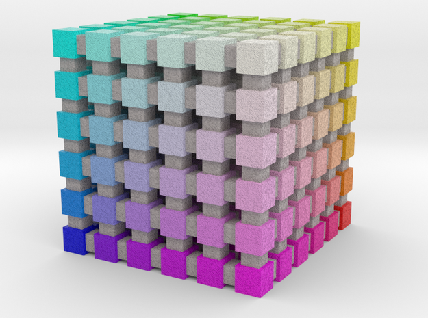 Web Safe Color Cube: 1 inch in Natural Full Color Nylon 12 (MJF)