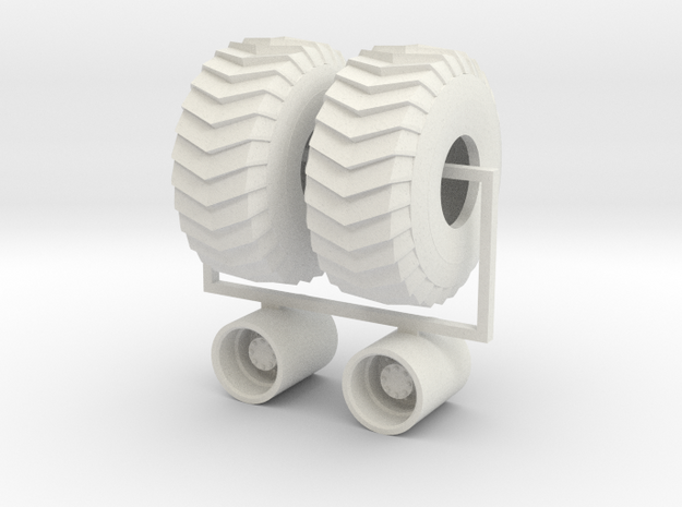 1/25 18.4-16.1 rear pulling tires & wheels  1 pair in White Natural Versatile Plastic