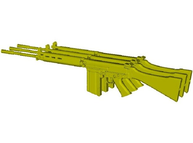 1/24 scale FN FAL Fabrique Nationale rifles x 3 in Tan Fine Detail Plastic