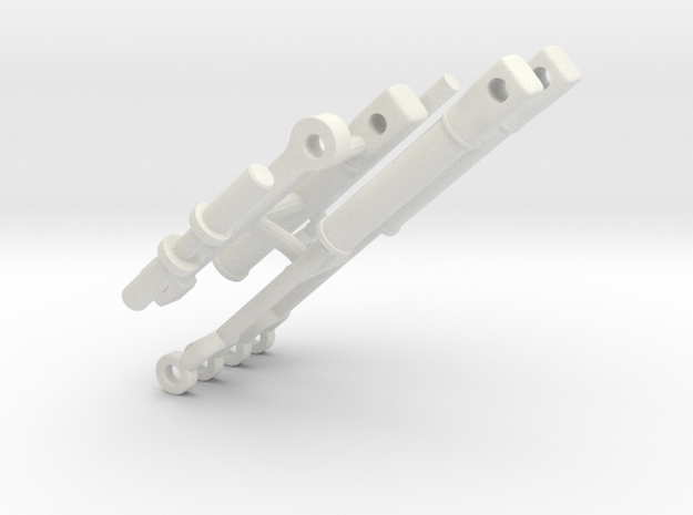 1/64 Wheel Loader-mid frame-long reach-cylinders in White Natural Versatile Plastic