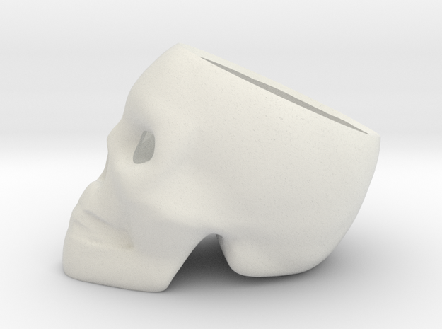 Hollow Skull Candleholder / Penholder in White Natural Versatile Plastic