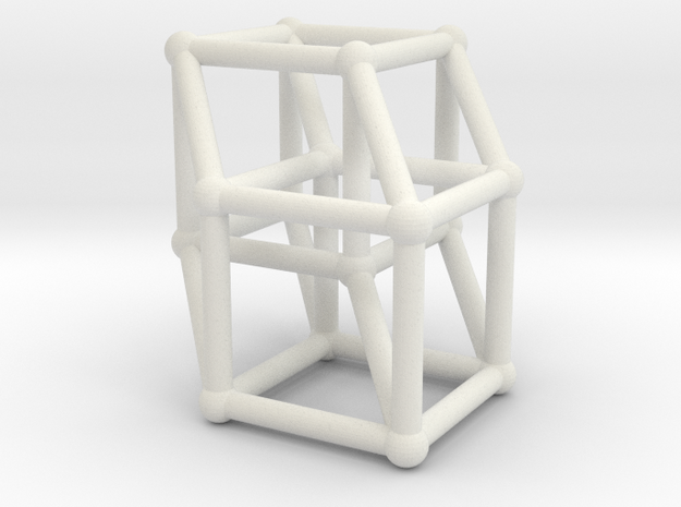 8-cell (Hypercube) in White Natural Versatile Plastic