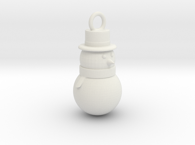 Snowman Ornament in White Natural Versatile Plastic: Small
