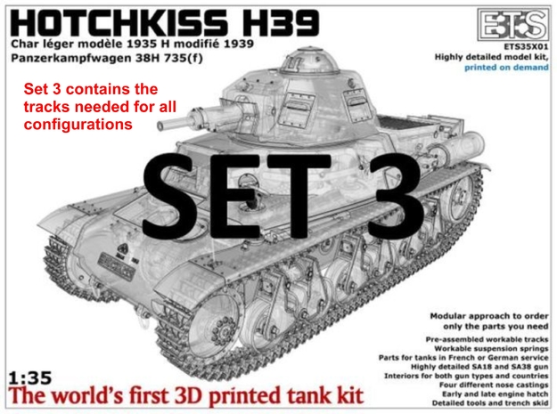 ETS35X01 Hotchkiss H39 - Set 3 - Tracks in Clear Ultra Fine Detail Plastic