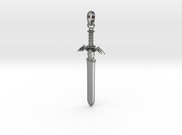 The Master Sword - Legend of Zelda Pendant in Polished Silver (Interlocking Parts): Small