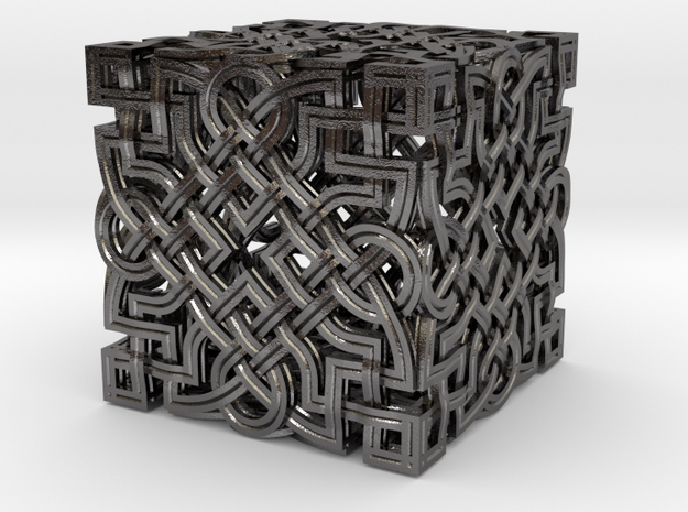 Infinity Knot - Six Face Cube in Polished Nickel Steel