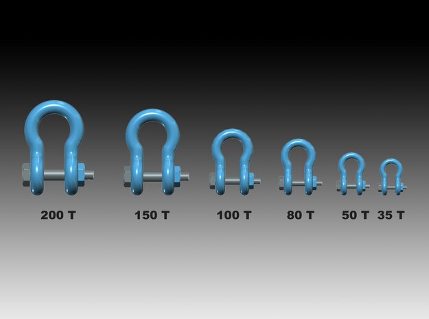 Super bow shackles - 1:50 - 8x6 items in Clear Ultra Fine Detail Plastic