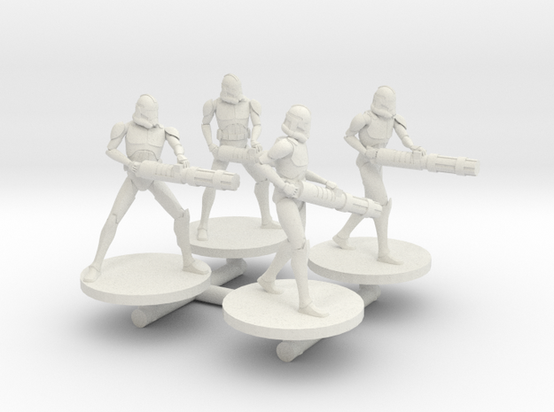 23mm Phase 2 Clone Troopers Z-6 Rotary Cannon (4) in White Natural Versatile Plastic