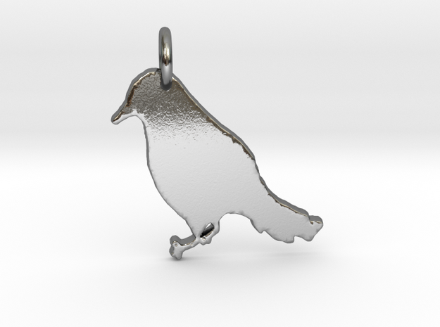 Crow Pendant in Polished Silver