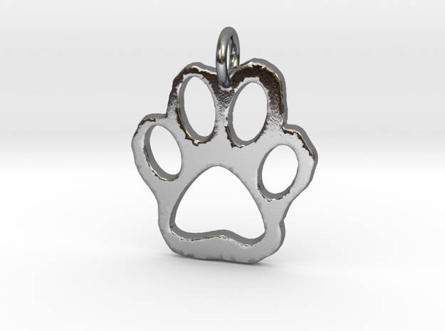 Paw Print Pendant in Polished Silver