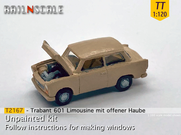 Trabant 601 Limousine mit offener Haube (TT 1:120) in Tan Fine Detail Plastic