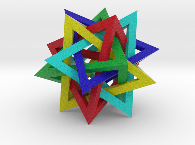 tetrahedron 5, colored, mirrored in Natural Full Color Sandstone