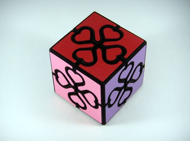 Valentine Cube Puzzle in White Natural Versatile Plastic
