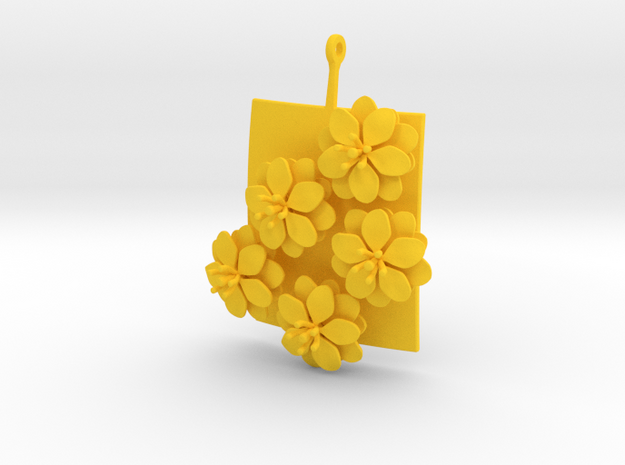 Pendant with five large flowers of the Anemone in Yellow Processed Versatile Plastic