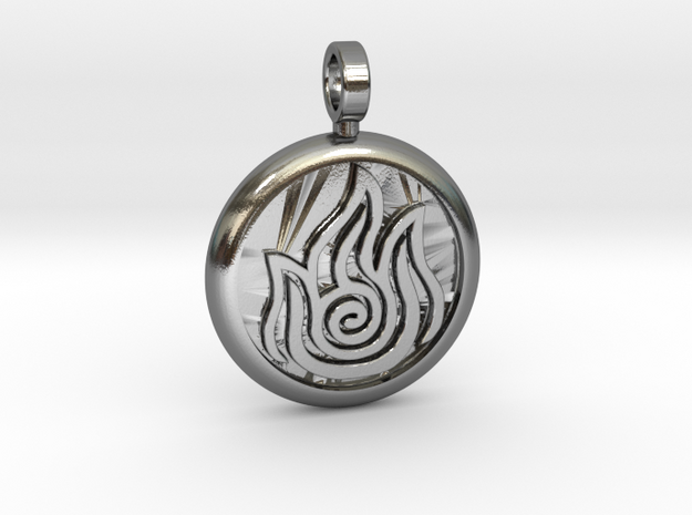 Firebending Pendant in Polished Silver